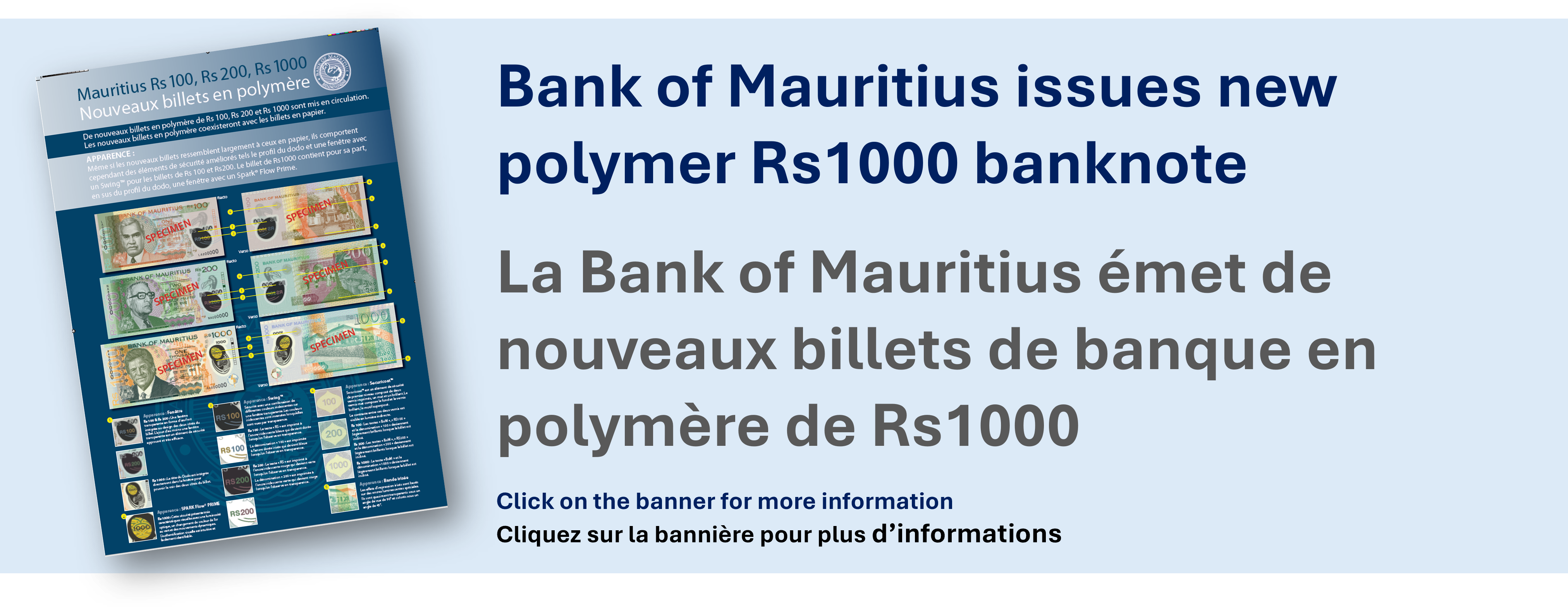 Bank of Mauritius issues new polymer Rs1000 banknote